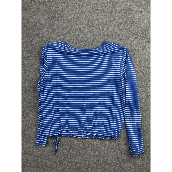 Carve Designs Shirt Womens Small Blue White Stripe Long Sleeve Drawstring Pocket - Picture 7 of 7